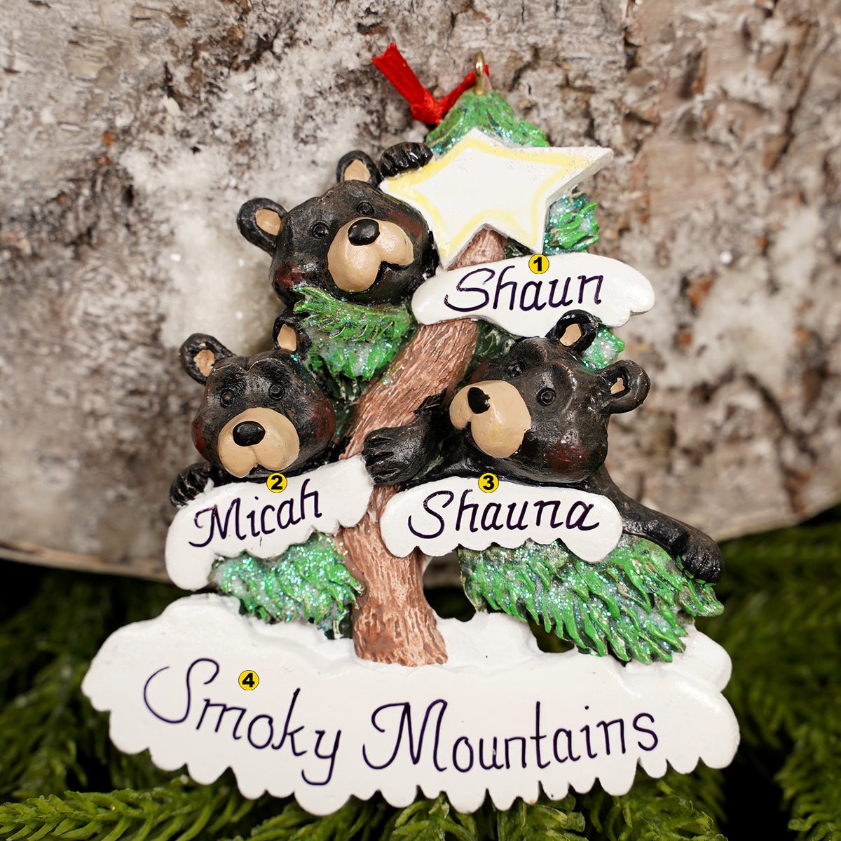 Bears on Tree Family of 3 - Christmas Place