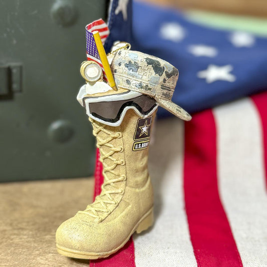 Army Boot with US Flag Ornament