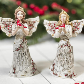 Birch Angel with Cardinal Ornament