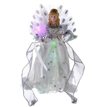 White and Silver Angel LED Tree Topper