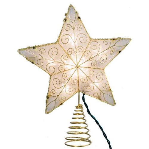 Gold Reflector Star Lighted Tree Topper - Christmas Place