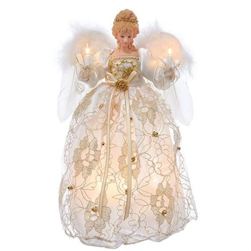 Ivory and Gold Angel Lighted Tree Topper