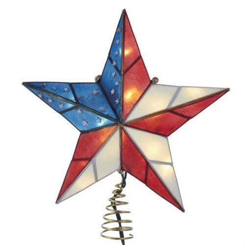 Capiz Star American Flag Tree Topper - Christmas Place