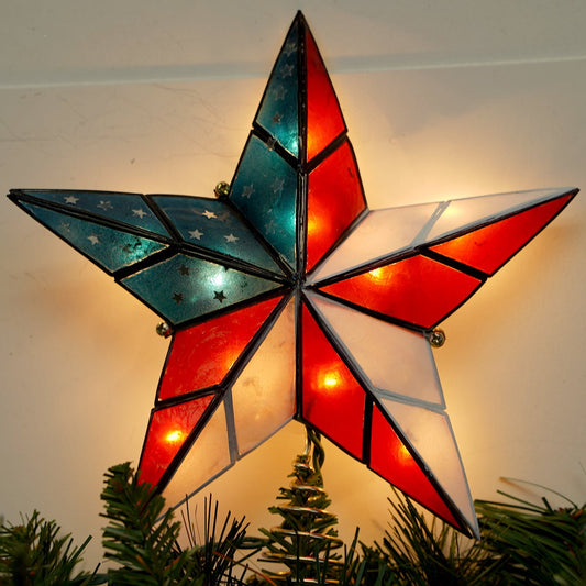 Capiz Star American Flag Tree Topper - Christmas Place