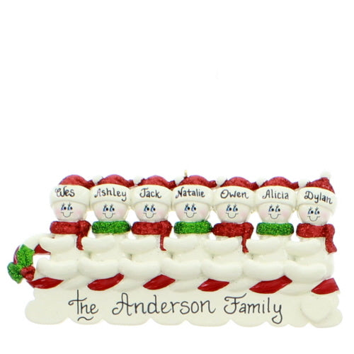 Snowmen Toboggan Family of 7