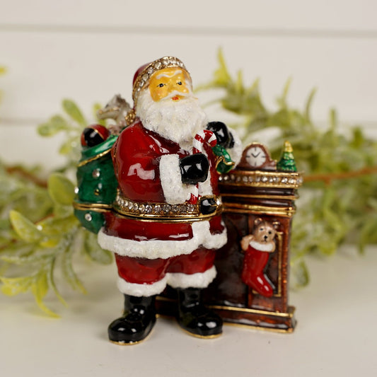 Classic Santa Claus and Hearth Trinket Box - Christmas Place