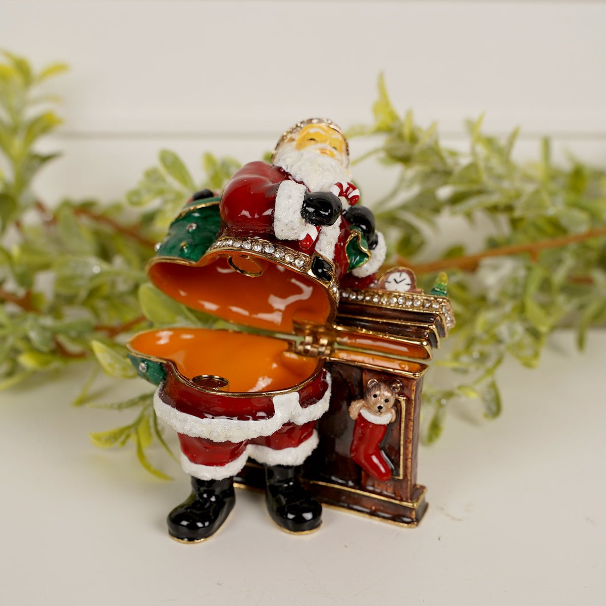Classic Santa Claus and Hearth Trinket Box - Christmas Place