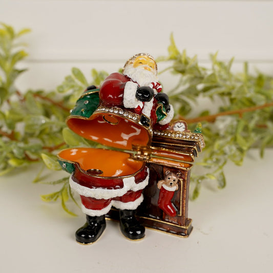 Classic Santa Claus and Hearth Trinket Box - Christmas Place