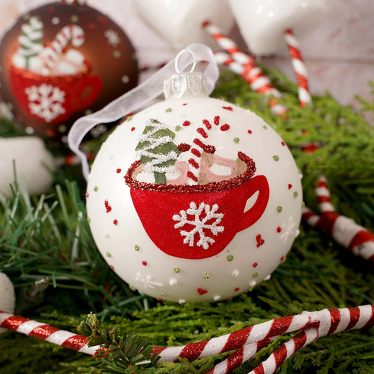 Glass Hot Cocoa Ball Ornament - Christmas Place