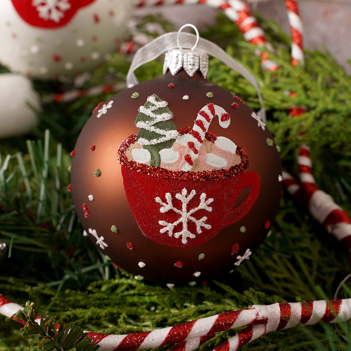 Glass Hot Cocoa Ball Ornament - Christmas Place
