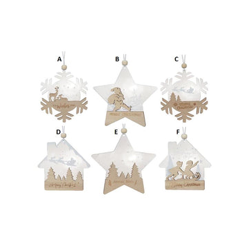 Wood Metal Look Christmas Scene Ornament