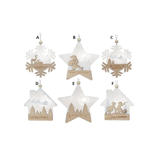 Wood Metal Look Christmas Scene Ornament