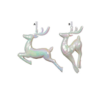 White Iridescent Deer Leaping Oranment