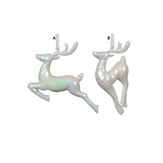 White Iridescent Deer Leaping Oranment