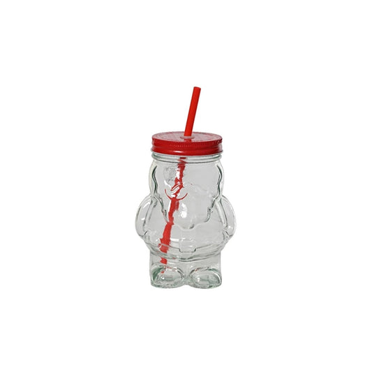 Santa Drinking Jar With Lid And Straw