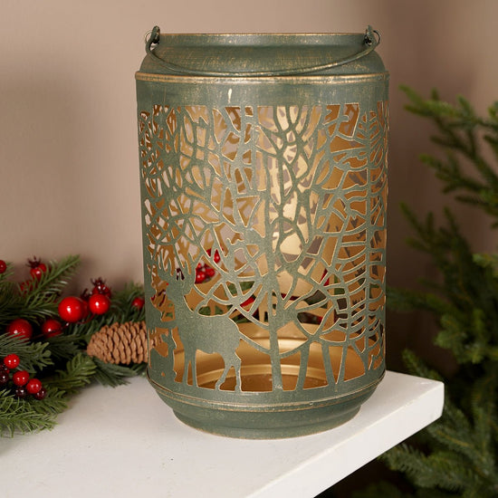Christmas Deer Iron Lantern Large Christmas Place