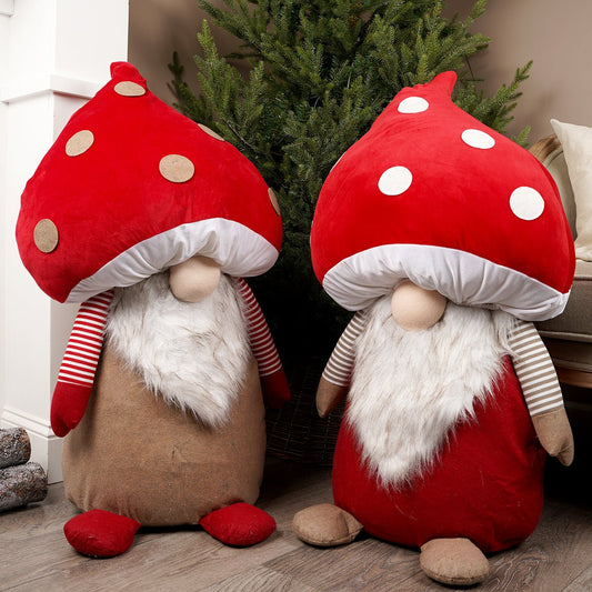 Red White Brown Christmas Mushroom Gnome - Christmas Place