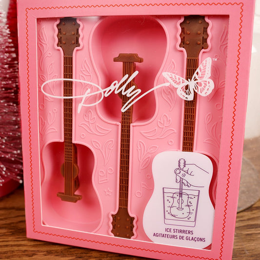 Pink Dolly Parton Guitar Ice Molds Stirrers - Christmas Place