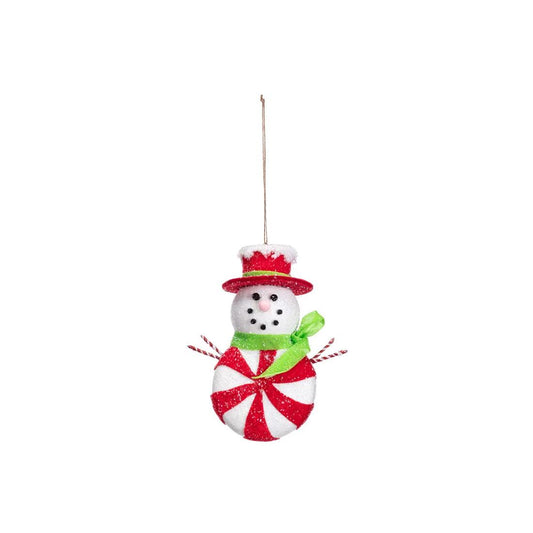 Peppermint Glitter Snowman Ornament