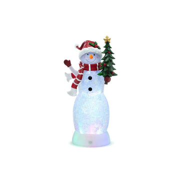 LED Snowman Holding Tree