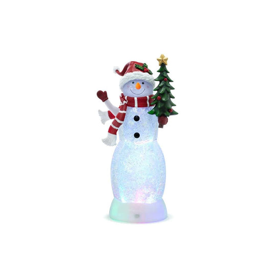 LED Snowman Holding Tree