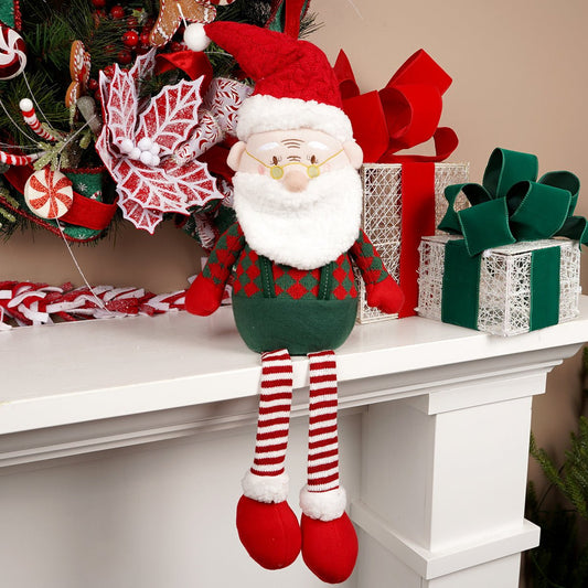 Christmas Mantel Long Leg Santa Claus - Christmas Place