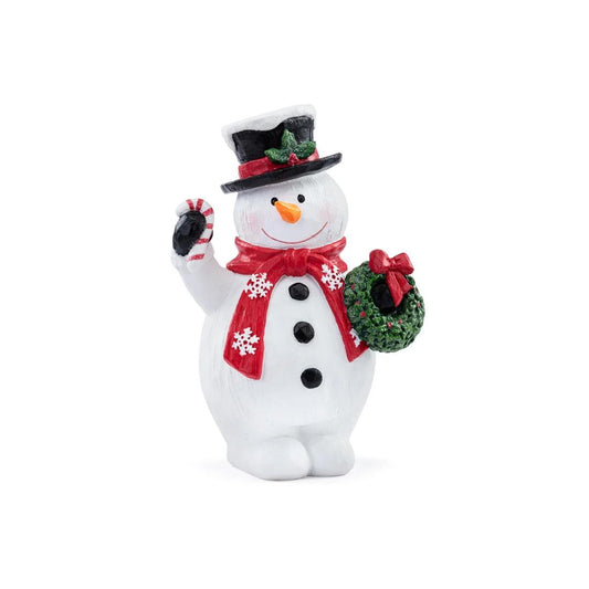 Snowman With Wreath And Candy Cane