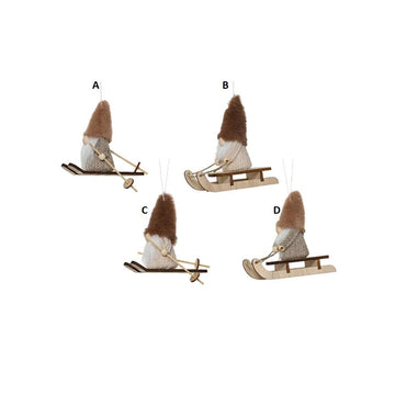 Skiing Sledding Gnome Ornament