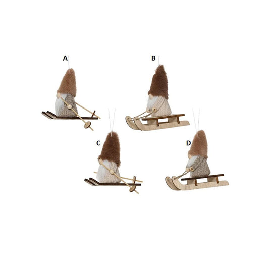 Skiing Sledding Gnome Ornament