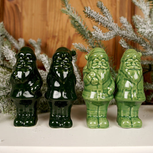 Black or Green Collectible Santa Figures - Christmas Place