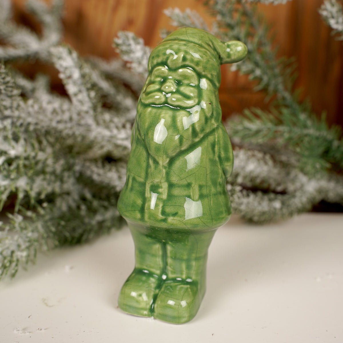 Green Santa Figure Hands behind back- Christmas Place