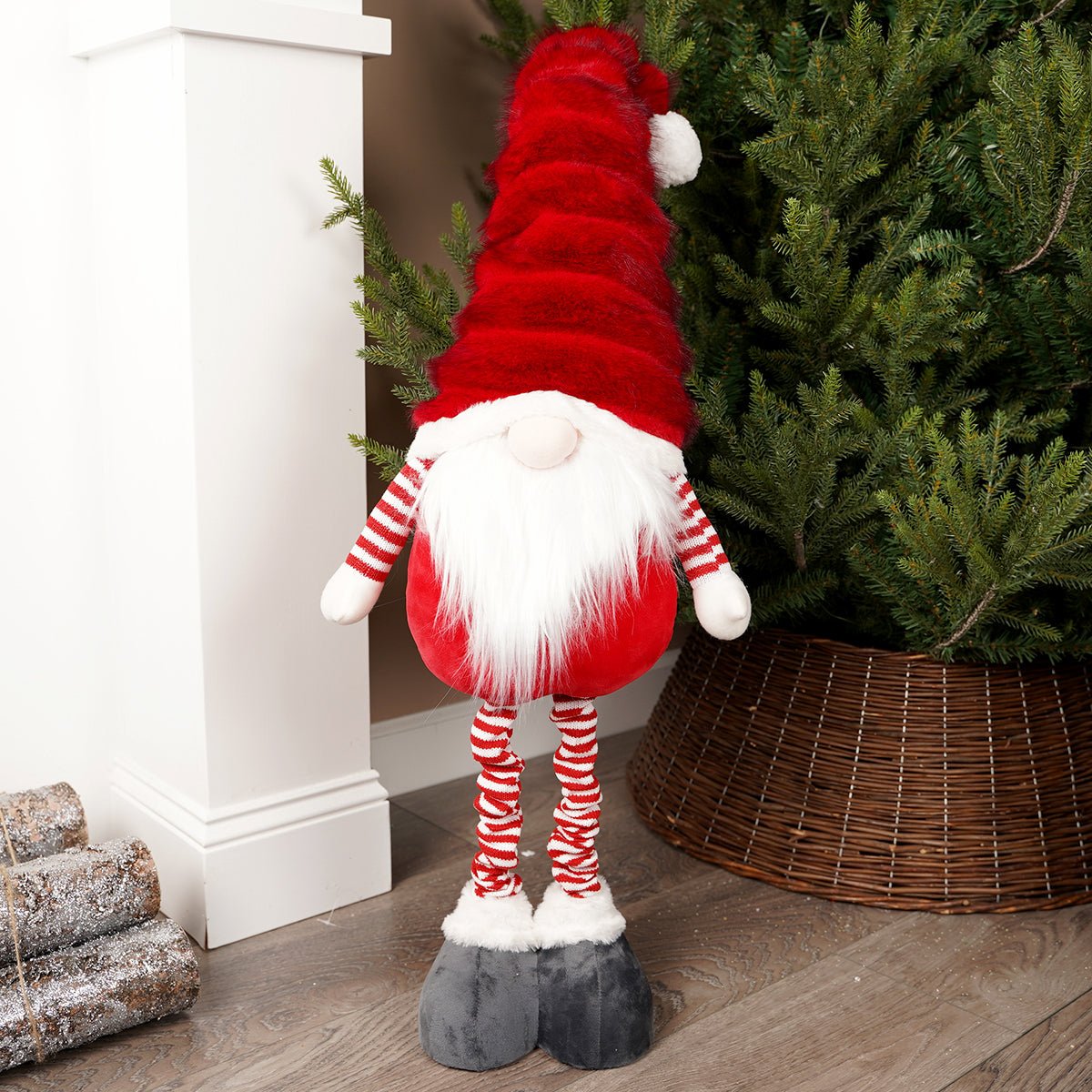 Christmas Decor Red White Long Legged Christmas Gnome - Christmas Place