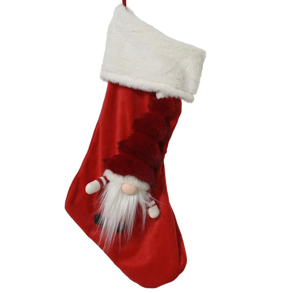 22in Red Hat Gnome Stocking - Christmas Place