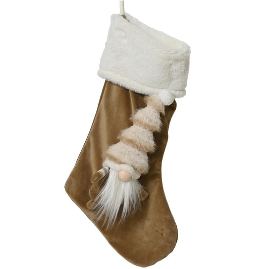 22in Tan Hat Gnome Stocking