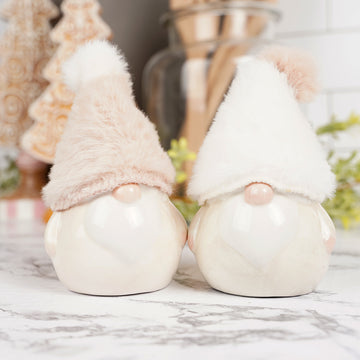 3.46Inch Pink White Hat Porcelain Gnome