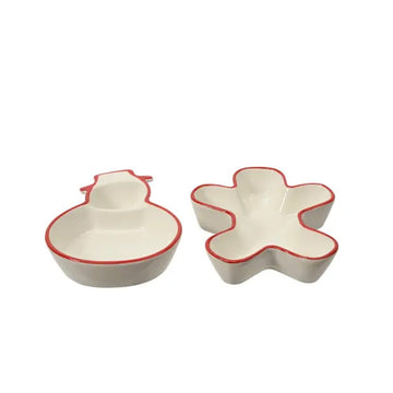 Snowman And Gingerbread Stoneware Bowl - Christmas Place