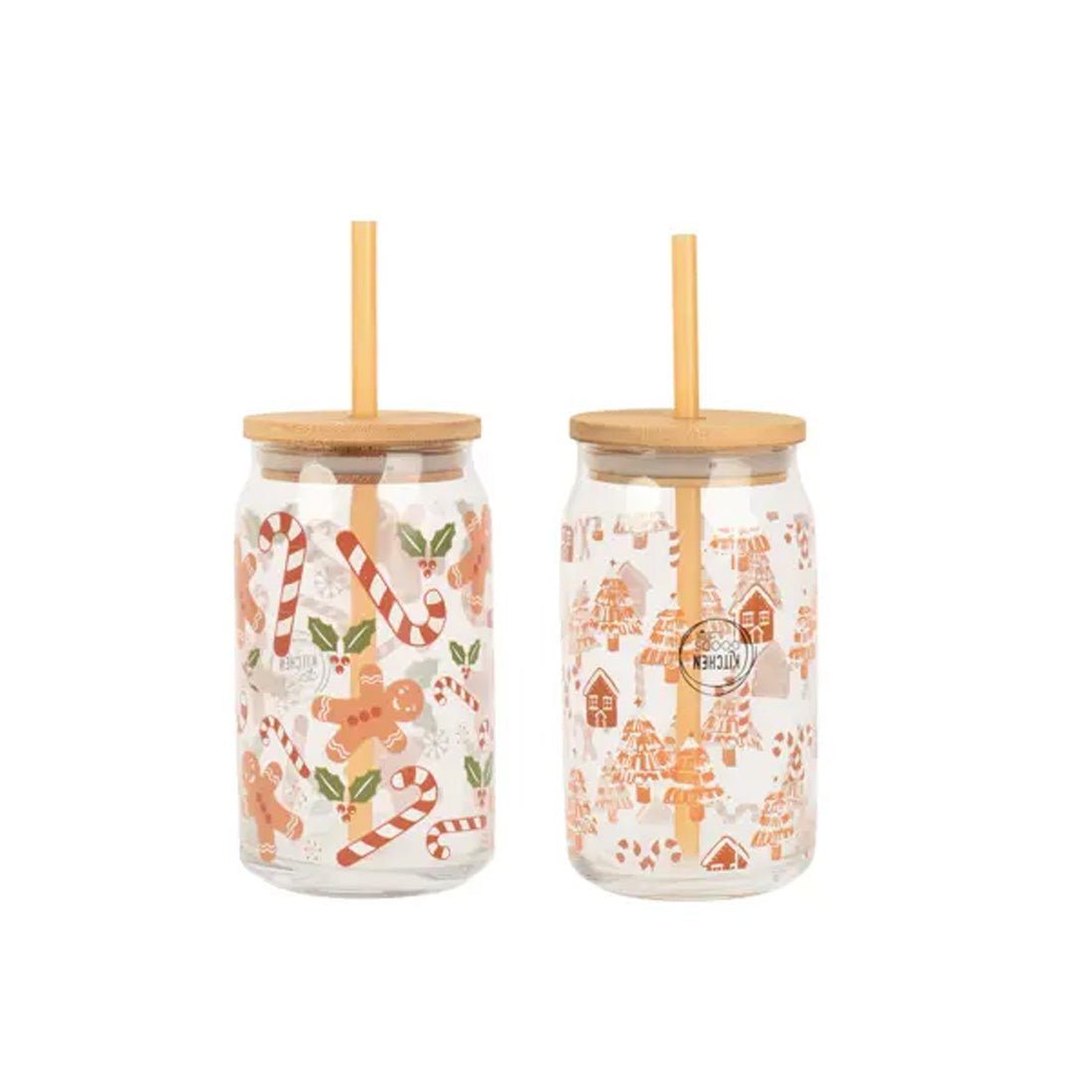 Glass Gingerbread Drinking Jar - Christmas Place