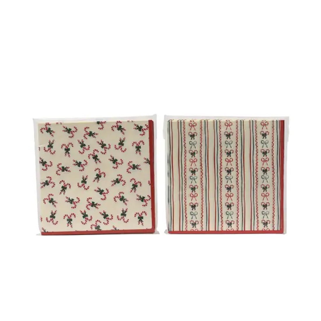 Red White Green Christmas Candy Bow Napkins - Christmas Place