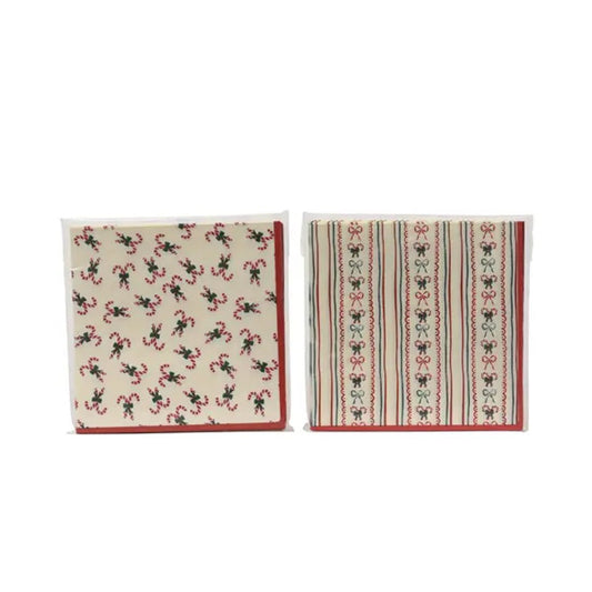 Red White Green Christmas Candy Bow Napkins - Christmas Place