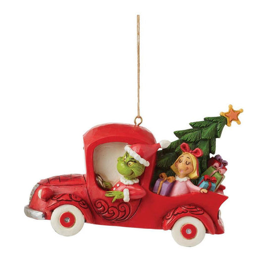 Grinch In Red Truck Ornament