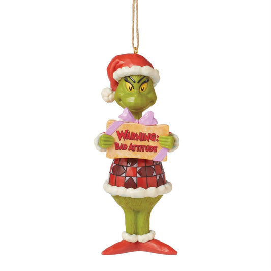 Grinch Warning Bad Attitude Ornament