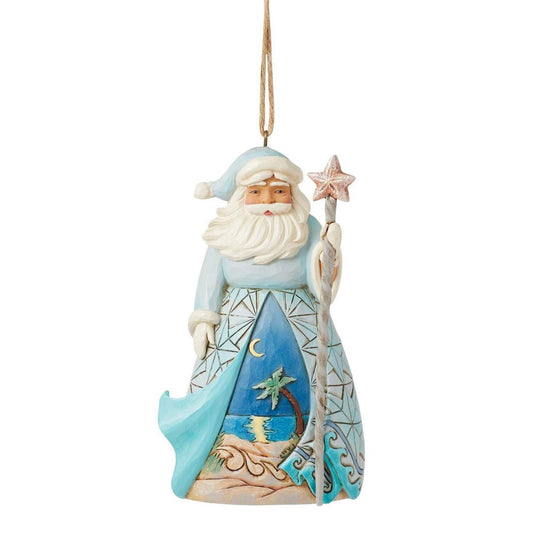 Santa With Starfish Cane Ornament