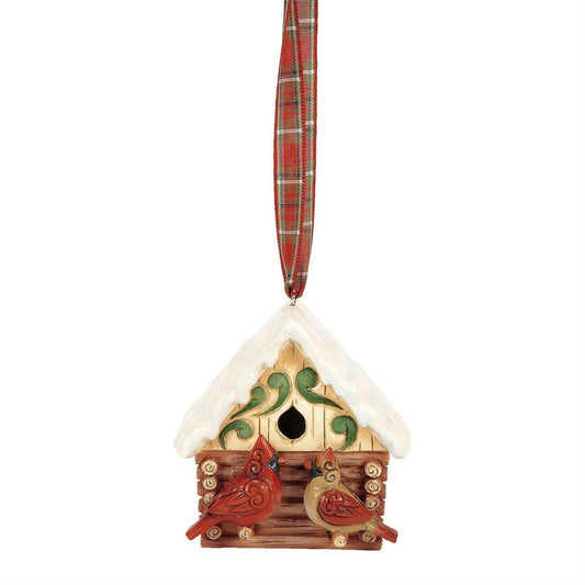 Lodge Log Cabin Bird Ornament