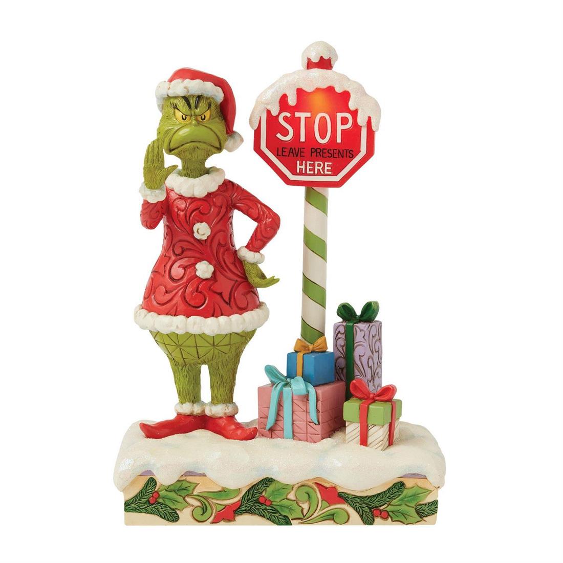 Grinch with LED Stop Sign Decoration - Christmas Place