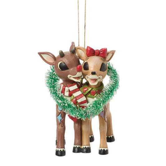 Rudolph And Clarice Heart Ornament