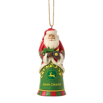 Santa Holding John Deere Tractor Ornament