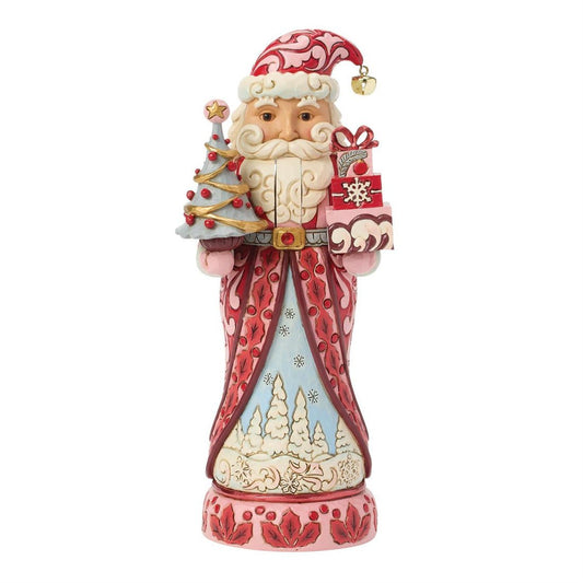Red Pink Nutcracker Santa With Tree - Christmas Place