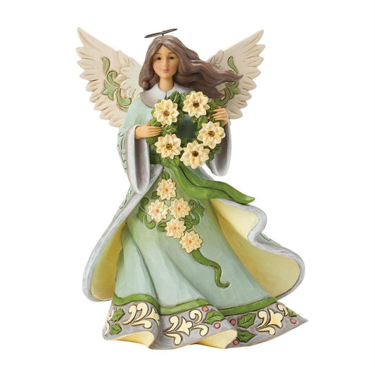 Opal And Moss Angel With Poinsettia - Christmas Place