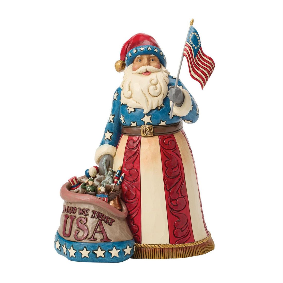 Patriotic Santa With Flag - Christmas Place