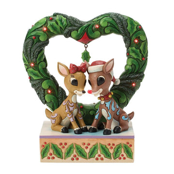 Rudolph And Clarice Heart Wreath - Christmas Place